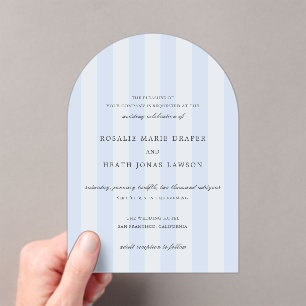 Modern Blue Stripes Elegant Wedding Acrylic Invitations