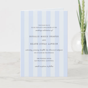 Modern Blue Stripes Elegant Wedding Invitation