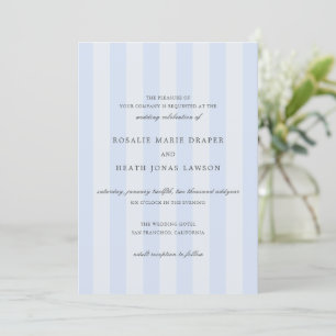 Modern Blue Stripes Elegant Wedding Invitation