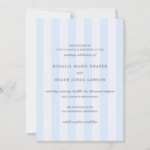 Modern Blue Stripes Elegant Wedding Magnetic Invitation