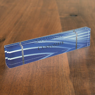 Modern Blue Stripes Nameplate