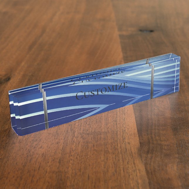 Modern Blue Stripes Nameplate (Side)