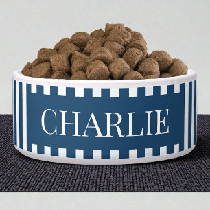 Modern Blue Stripes Pattern Personalized Dog Pet