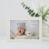 Modern Blue Stripes Two Photo Baby Shower Message