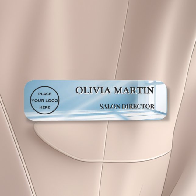 Modern Blue Sunbeam Magnetic Name Badge Custom (Creator Uploaded)