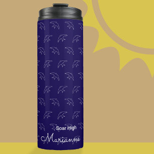 Modern Blue Swallow Pattern Thermal Tumbler