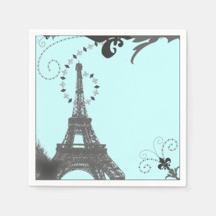 modern  blue swirls vintage Paris Eiffel Tower Napkin