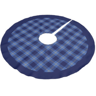 Modern Blue Tartan Plaid Pattern Brushed Polyester Tree Skirt
