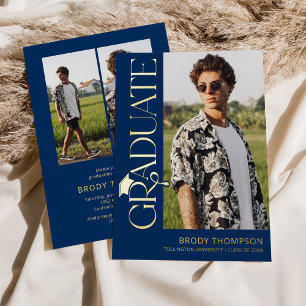 Modern Blue Tassel 3 Photo Graduation