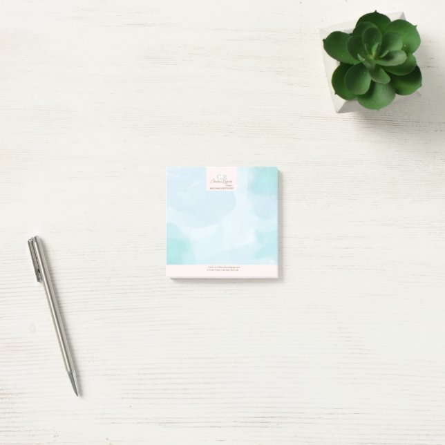 Modern Blue Teal Watercolor Post-it Notes (Office)