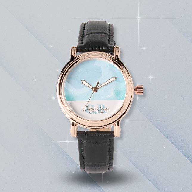 Modern Blue Teal Watercolor Watch (Creator Uploaded)