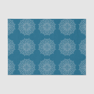Modern Blue Teal White Mandala Boho Decoupage Gift Tissue Paper