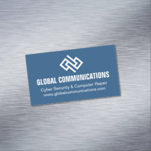 Modern Blue Technology Computer Software Company Magnetic Business Card