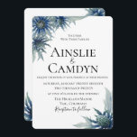 Modern Blue Thistle Wedding Invitation<br><div class="desc">Watercolor blue thistle flowers and leaves,  botanical wedding invitation. Customise text,  font style,  colour and size.</div>