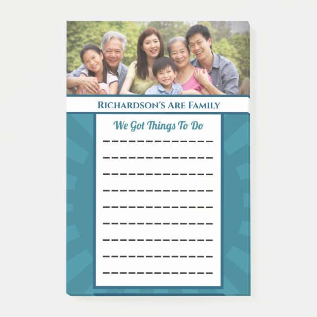 Modern Blue To Do List Personalise Family Post-it Notes (Front)