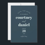 Modern Blue Trendy Photo Save the Date<br><div class="desc">Modern Blue Trendy Photo Save the Date features modern type pairings in bold,  modern colours,  along with a full photo on the back.</div>