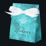 Modern Blue Turquoise Christmas Snowflakes Party Favour Box<br><div class="desc">A modern Christmas party favour box featuring artsy watercolor Christmas snowflakes on  a festive blue | turquoise colour palette and  background.
The texts are customisable,  you can replace them with your own.</div>