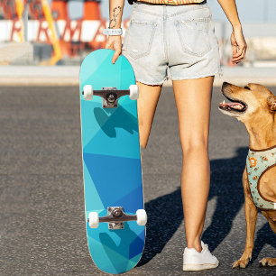 Modern Blue Turquoise Shade Geometric Pattern Skateboard