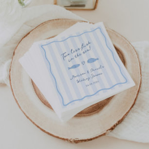 Modern Blue Two Less Fish In Sea Wedding Shower Napkin