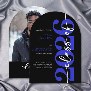 Modern Blue Typography Arch Grad Announcement