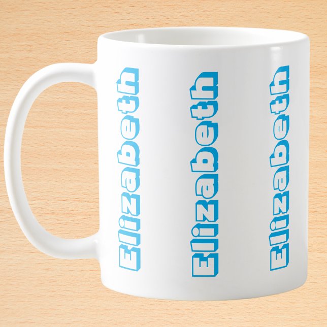 Modern Blue Vertical Name Personalised Coffee Mug (Creator Uploaded)