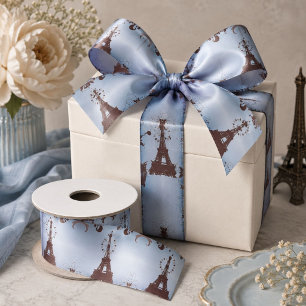 modern blue vintage french paris eiffel tower satin ribbon