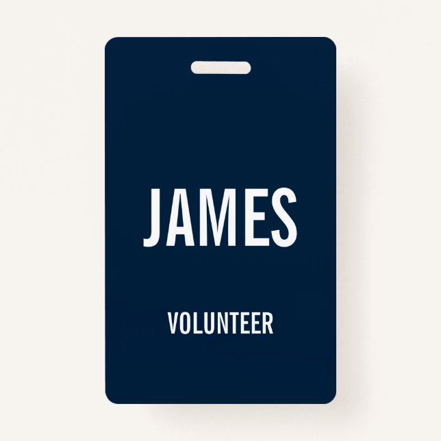 Modern Blue Volunteer Name Event Information Badge ID Badge (Front)
