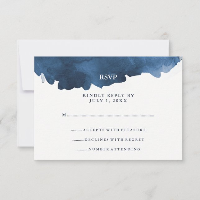 Modern Blue Watercolor | Bat Mitzvah RSVP (Front)