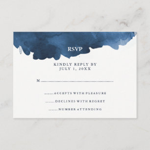 Modern Blue Watercolor Bat Mitzvah RSVP Card
