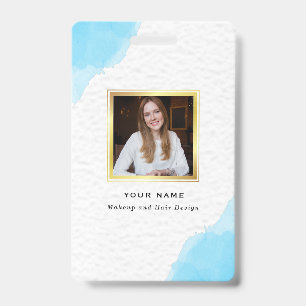 Modern Blue Watercolor Fashion ID Badge