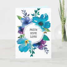 Modern blue watercolor floral bible scripture card
