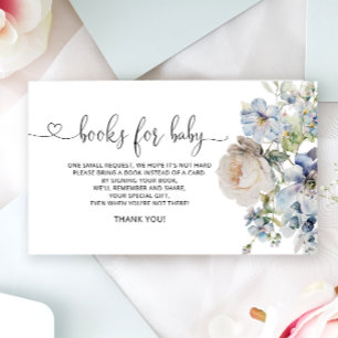 Modern Blue Watercolor Floral Books For Baby Enclosure Card
