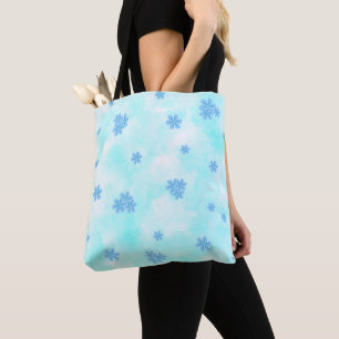 Modern blue watercolor floral botanical  tote bag