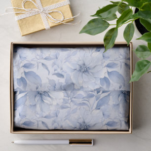 Modern Blue Watercolor Floral Pattern Tissue Paper