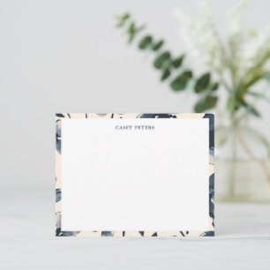 Modern Blue Watercolor Flowers Typography Border Card