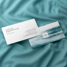 Modern Blue Watercolor Ocean Business Card