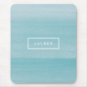 Modern Blue Watercolor Pattern Mouse Mat