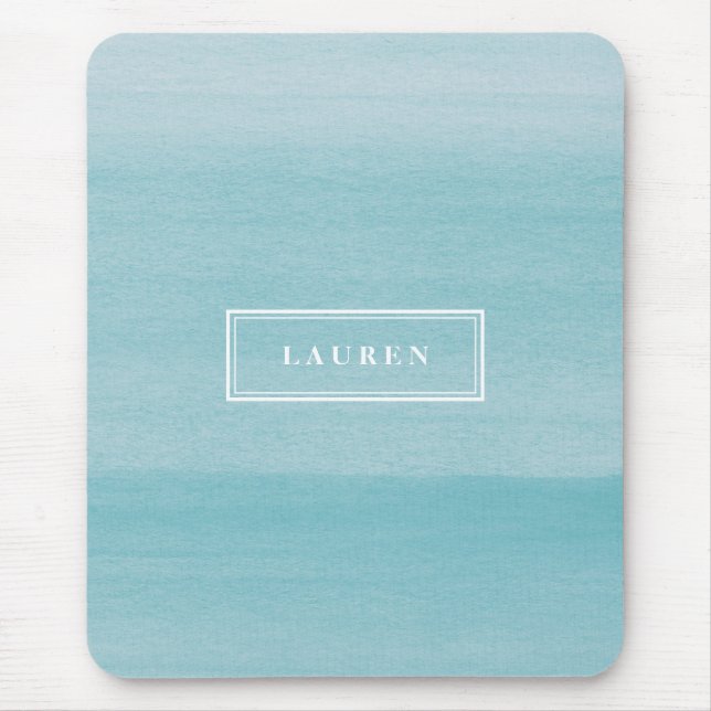 Modern Blue Watercolor Pattern Mouse Mat (Front)