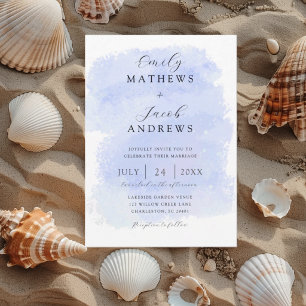 Modern Blue Watercolor Texture Wedding Invitation