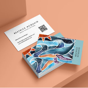 Modern Blue Watercolor Whale Coastal Business Card