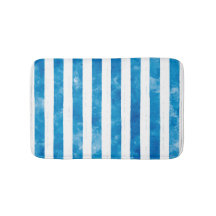 Modern Blue Watercolor White Striped