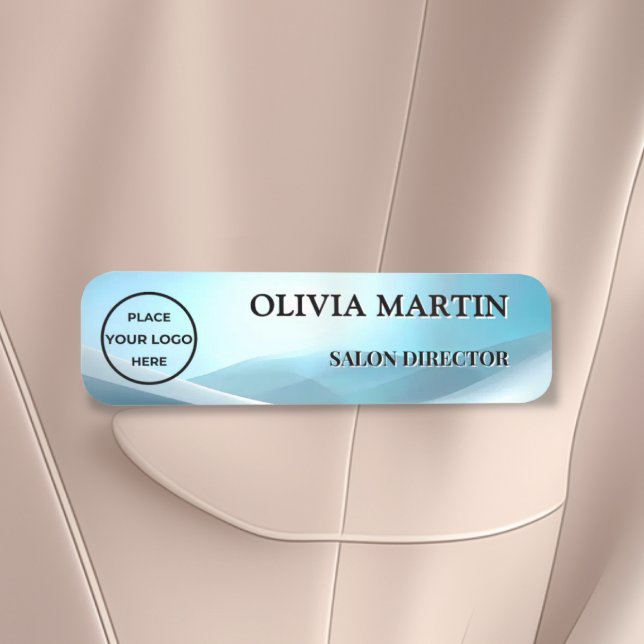 Modern Blue Wave Magnetic Name Badge Custom (Creator Uploaded)