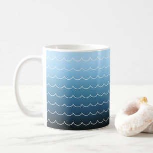 Modern Blue Wave Pattern Gradient Coffee Mug
