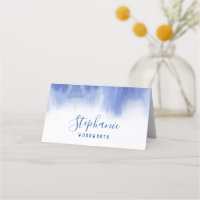 Modern Blue wedding place card, beach escort card