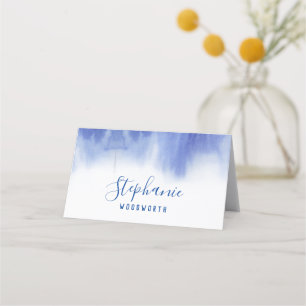 Modern Blue wedding place card, beach escort card