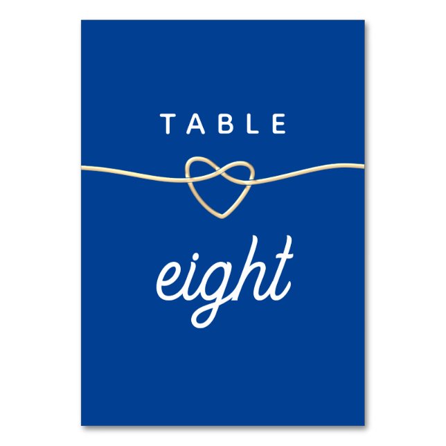 Modern Blue Wedding Table Number (Front)