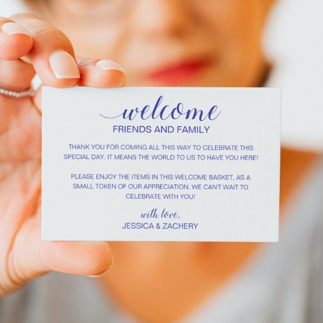 Modern Blue Wedding Welcome Gift Bag Basket Place Card (Creator Uploaded)