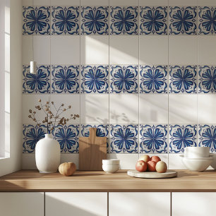 Modern Blue White Azulejo Pattern Mediterranean Tile