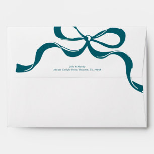 Modern Blue White Big Bow Pre Return Address  Envelope