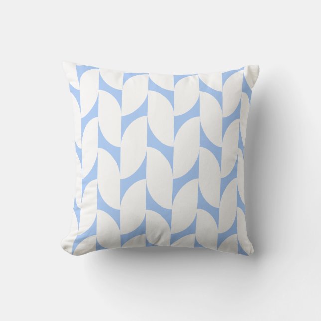 Modern Blue & White Geometric Throw Pillow (Front)